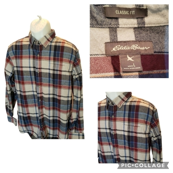 Eddie Bauer Bristol Flannel Size L - soft.  Very Unisex - Picture 1 of 11